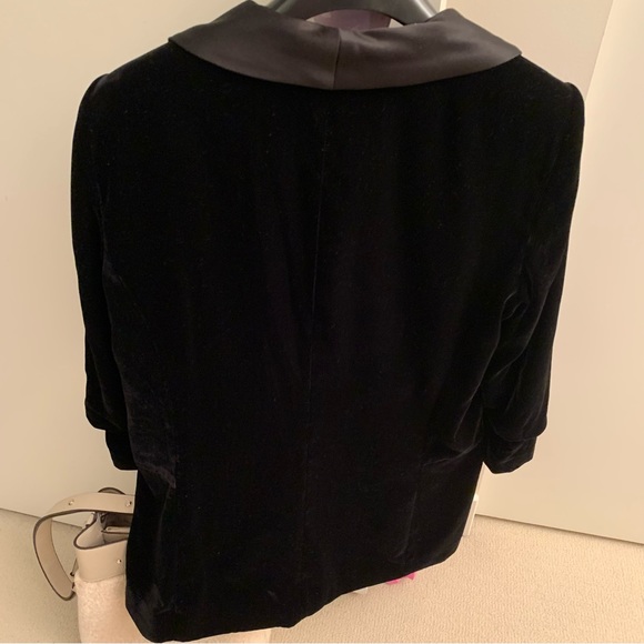 New black tape velvet 3/4 sleeves blazer jacket - Picture 3 of 6
